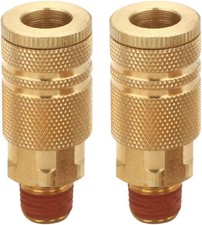 2 Pack 1/4 Inch Brass Male Quick Connect Couplers for Industrial Jobsites