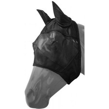 Pony or Horse or Large Horse Soft Fleece Lined Mesh Face Fly Mask w/ Ears Black