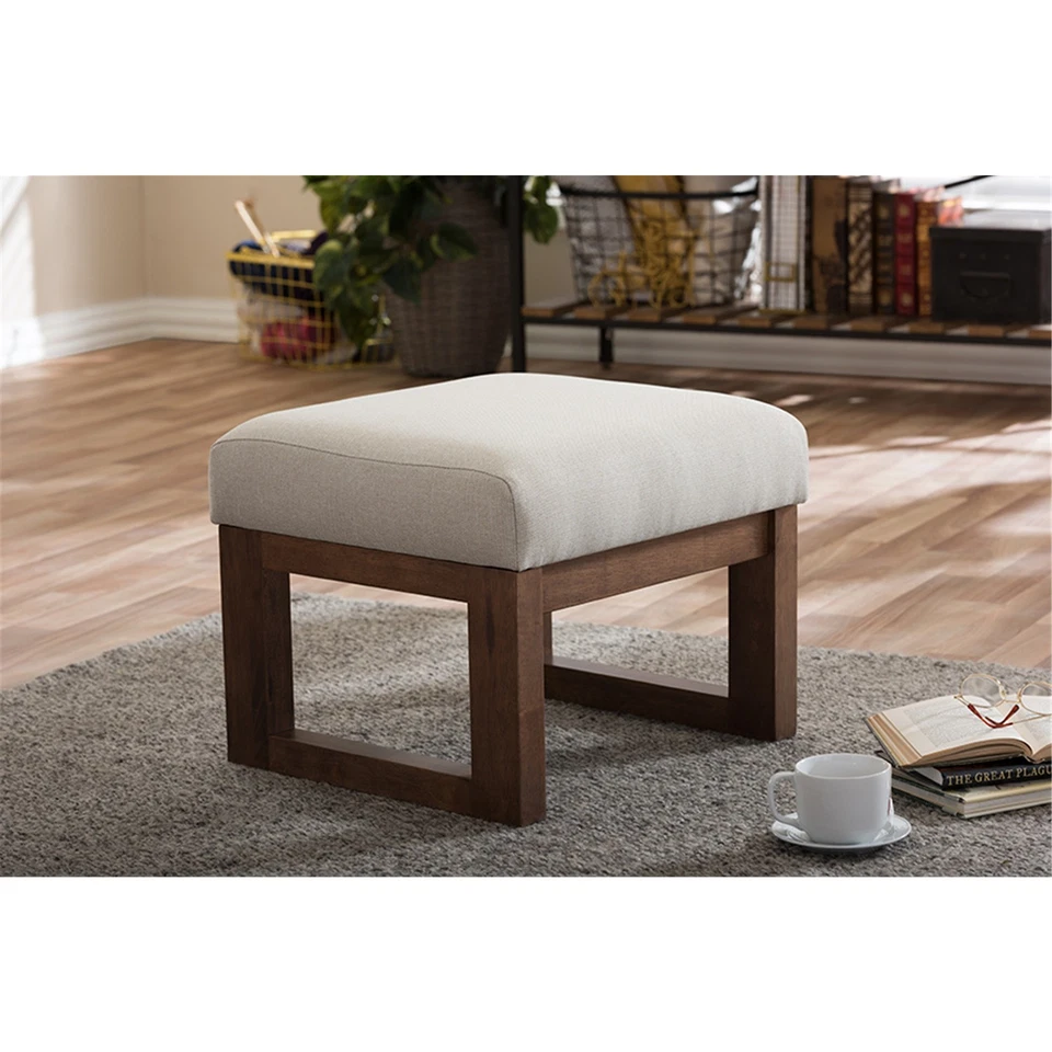 Baxton Studio Yashiya Mid-Century Retro Modern Upholstered Ottoman Stool - Image 4 of 4