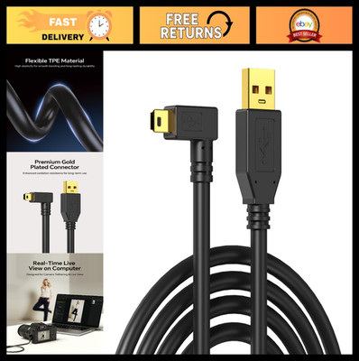 16ft USB Mini 2.0 Data Cable, Type A Male to Mini-B Female, Fast Transfer, Right