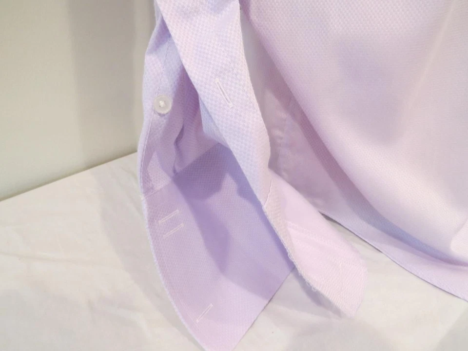 Camisa de vestir para hombre Tasso Elba lavanda algodón puño francés grande 16,5 - 32/33 Foto 4 de 4