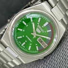 GENUINE VINTAGE SEIKO 5 AUTOMATIC 7009A JAPAN MENS GREEN DIAL WATCH a2947-U