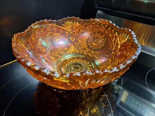 Vintage Imperial Glass Marigold Carnival " Hobstar And Arches " Bowl