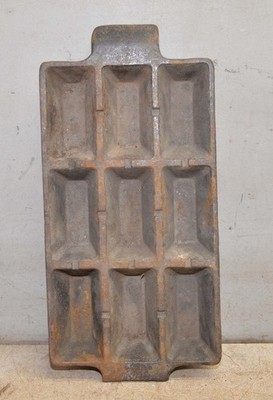 Heavy 16 lb ingot tray 9 bar silver lead molten metal mold collectible smelting