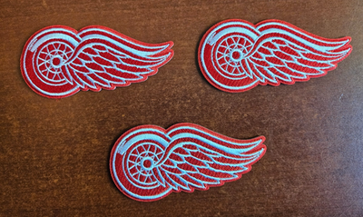 #ad Detroit Red Wings Three 3quot; Iron On Embroidered Patches FREE Shipping $10.99