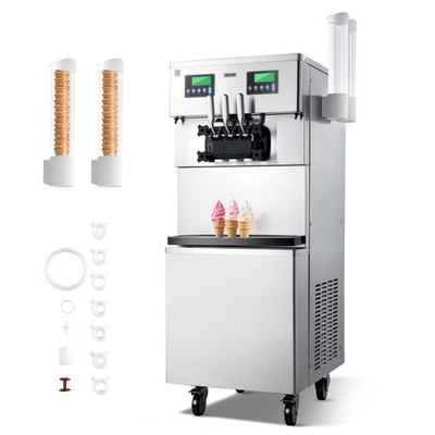 VEVOR Commercial Ice Cream Machine Dual Compressors 3-Flavor Ice Cream Maker