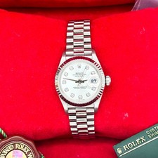 Rolex Lady-Datejust 26mm President Factory Diamond Dial 18K White Gold Box Paper 4