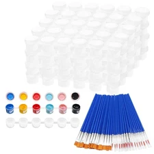 20 Strips 120 Pots Empty Paint Pots Strips with Lid Mini Clear Storage Contai...