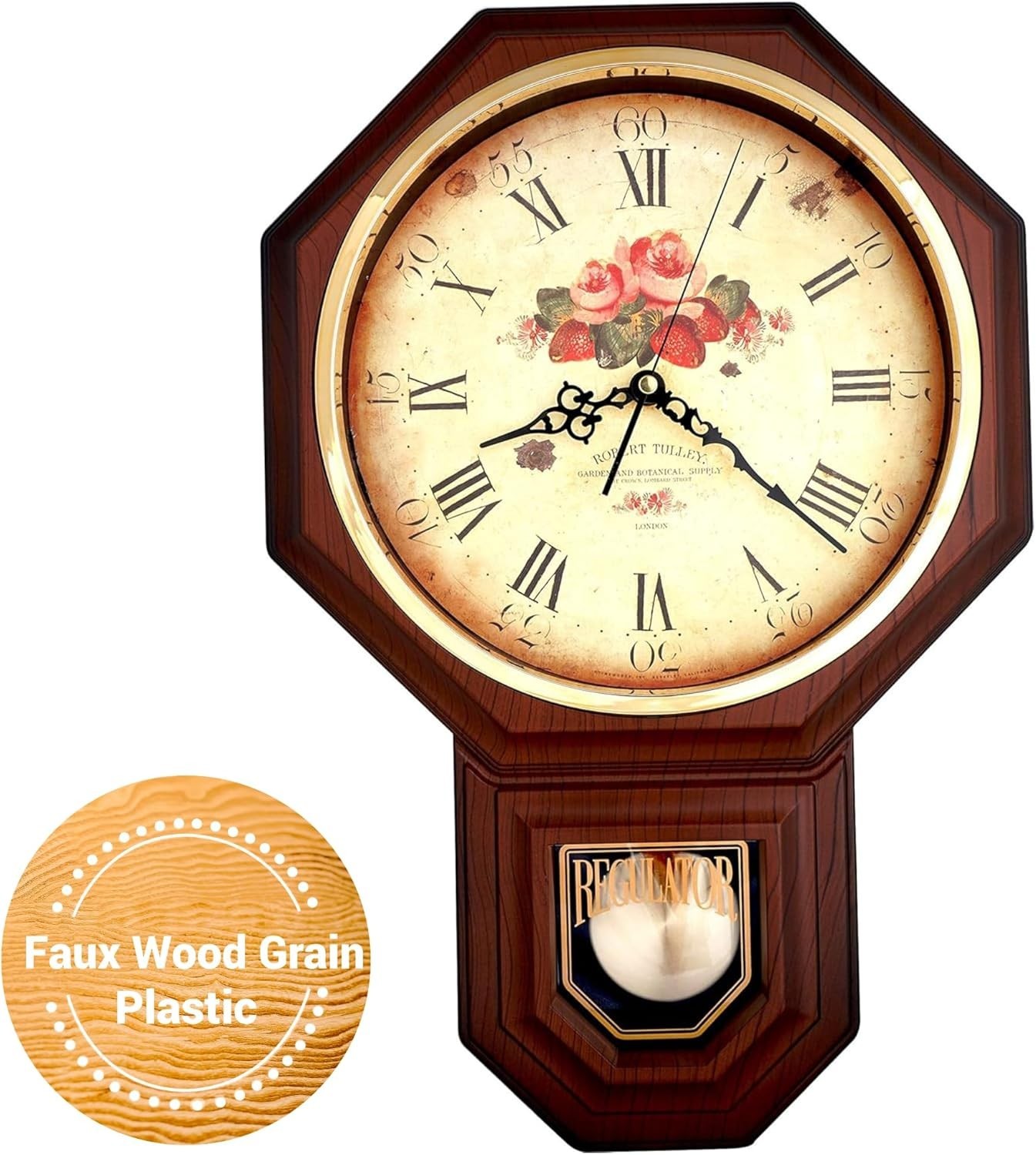 JUSTIME Regulator Pendulum Wall Clock Schoolhouse Westminster Chiming -PP-F