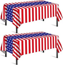 2 Pack Patriotic Tablecloth, 4 th of July Decorations Red White and Blue Tablecl