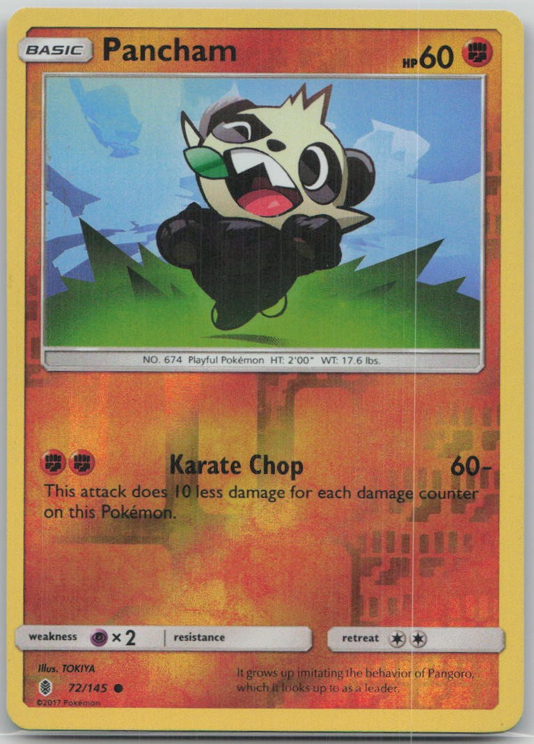 Pancham 72/145 Guardians Rising Reverse Holo Common Pokemon HP