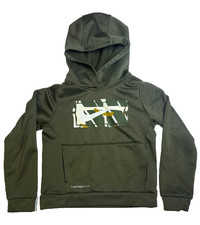 Nike Therma Fit Hoodie Youth L 6-7 Green Pullover Fleece Sweatshirt Boys Play