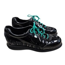 Sonia Rykiel Black Patent Leather Lace Up Chunky Sneakers Teal Laces size 35