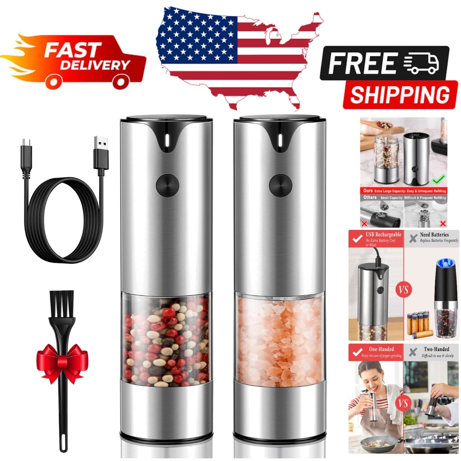 Sleek Electric Spice Grinders - One-Handed Operation & Extra Large Capacity