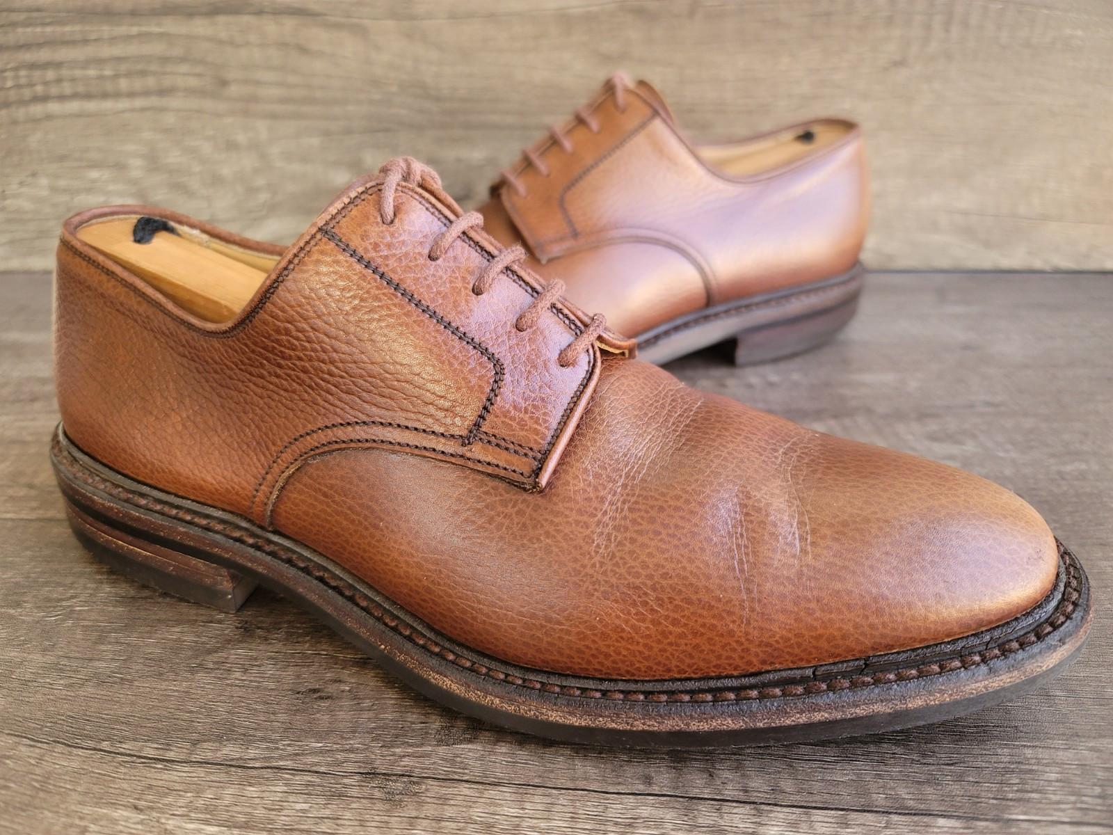 SAOLA Scarpe derby Crockett & Jones ASHDOWN marrone pebble grain taglia UK 8 US 9.