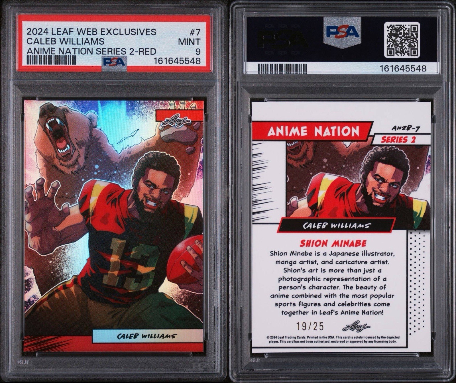 2024 Leaf Web Exclusives Caleb Williams Anime Nation Series 2 Red /25 PSA 9 RC⁠ view 3