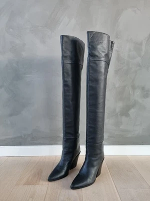 **Jimmy Choo** Black Leather Maceo 85 Boots Size 37 - Bild 1 von 4