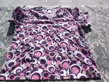 Uniform Destination XLarge Purple Pink White Circle Pattern Scrub Top 6777