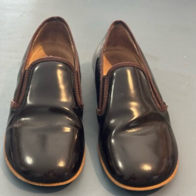 Beberlis Kids Brown Leather Slip On Smoking Shoes Size 26/Toddler 9.5
