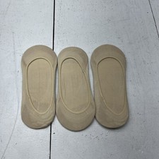 Beige 3 Pack No-Show Socks Womens One Size NEW