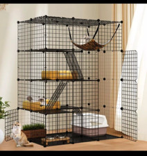 4-Tier Large Cat Cage Enclosure Metal Wire Kennel Playpen Catio with Hammock