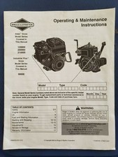 Briggs & Stratton Snow Model 120000-200000-210000-90000 Operators Manual Intek I