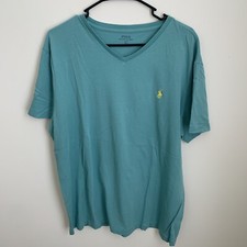 Ralph Lauren Polo Men's V Neck T Shirt Light Blue Size L Cotton Logo Yellow Pony