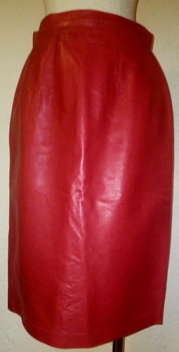 Vintage Red Leather Pencil Skirt Size S