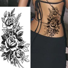 Tattoo Black Flower Beautiful Body Art Sticker Waterproof Ladies Temporary