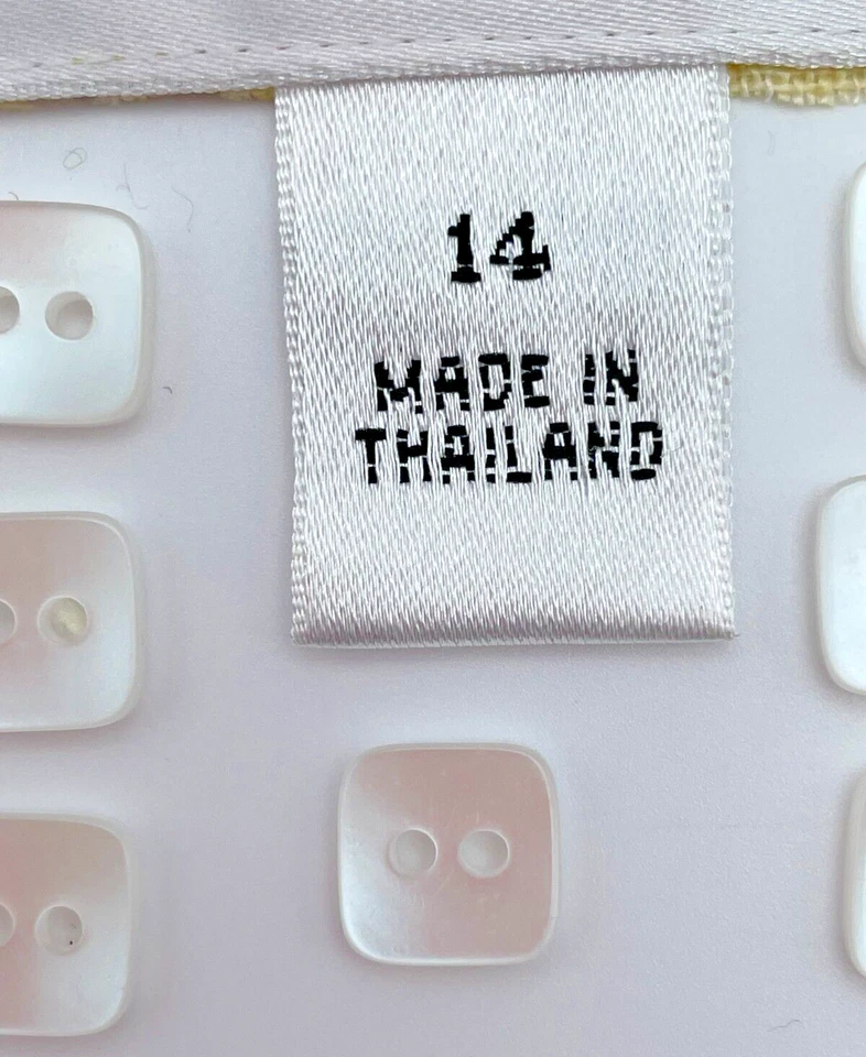 Talbots Replacement Buttons 2 Hole Flat Square White Pearlized Acrylic Set Of 7 - Image 2 of 4