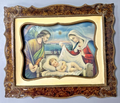 Presepe In Miniatura Vintage, Plastica Rossa, Scala 2 3/4 Pollici, Made In Hong Kong