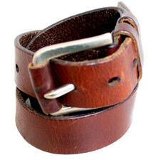 VINTAGE BROWN GENUINE LEATHER 1 1/4" Wd DRESS CASUAL MEN'S BELT Sz 32 F87