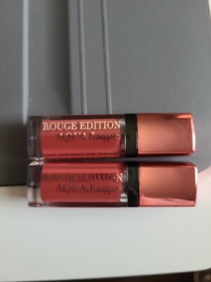2x CS BOURJOIS PARIS/ROUGE EDITION AQUA LAQUE LIP GLOSS 01- APPECHISSANT 0.2 OZ