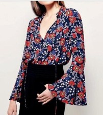 Free People Magic Mystery Black Floral Mini Shift Tunic dress Size Small Buttons