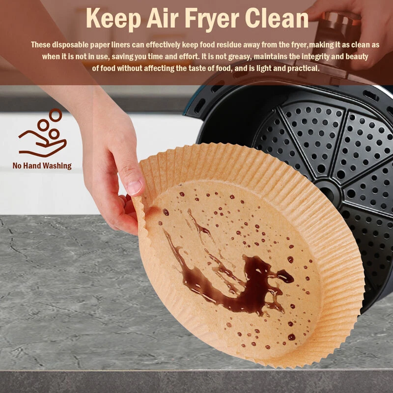 Air Fryer Liners 100/200/400 Pcs Disposable Parchment Paper Liner Non Stick Food Air Fryer Liners 100/200/400 Pcs Disposable Parchment Paper Liner Non Stick Food