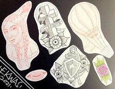 Original Tattoo Flash Sheet, 11x14" hand drawn by Matt Stick 18