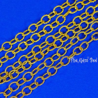 3.6x4.5mm 18k Yellow Gold Engraved Cable Chain Bulk Extender Length 6/12/18 inch