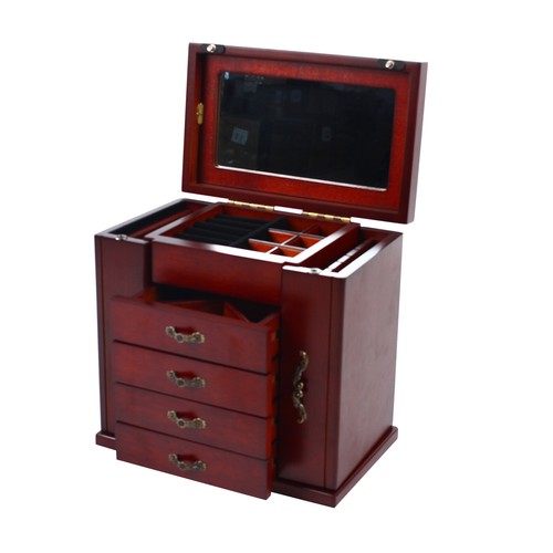 5-Drawer Retro Jewelry Armoire Cabinet Chest Big Storage Box Organizer W/Mirror - Picture 18 of 22