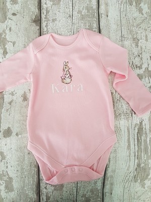 personalised peter rabbit baby grow