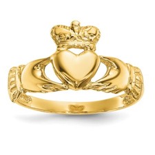 14k Yellow Gold Polished Claddagh Ring for Women Size 7, 2.35gram