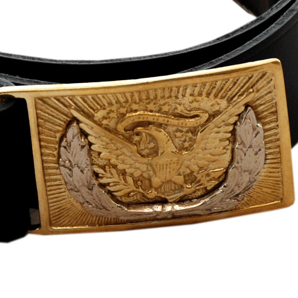Cinturón de cuero del ejército de la Guerra Civil de los Estados Unidos con hebilla de águila de latón Foto 2 de 3