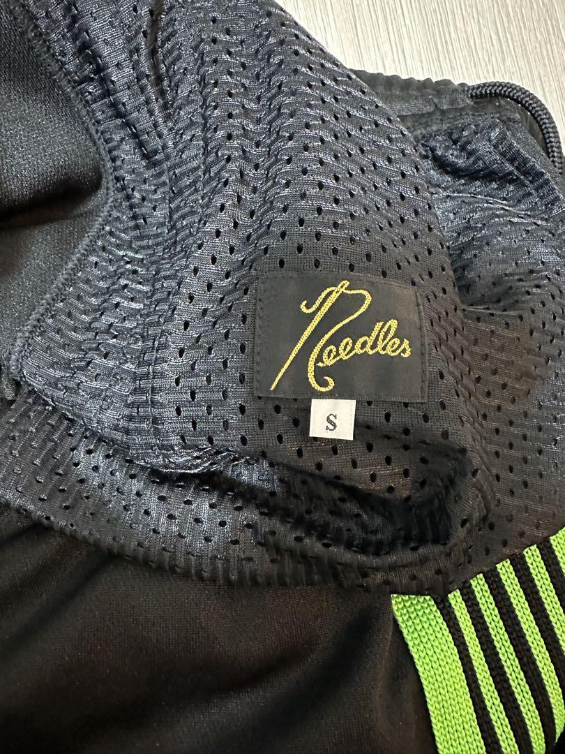 NEEDLES Track Pants Black x Green lines Size-S Used from Japan F/S
