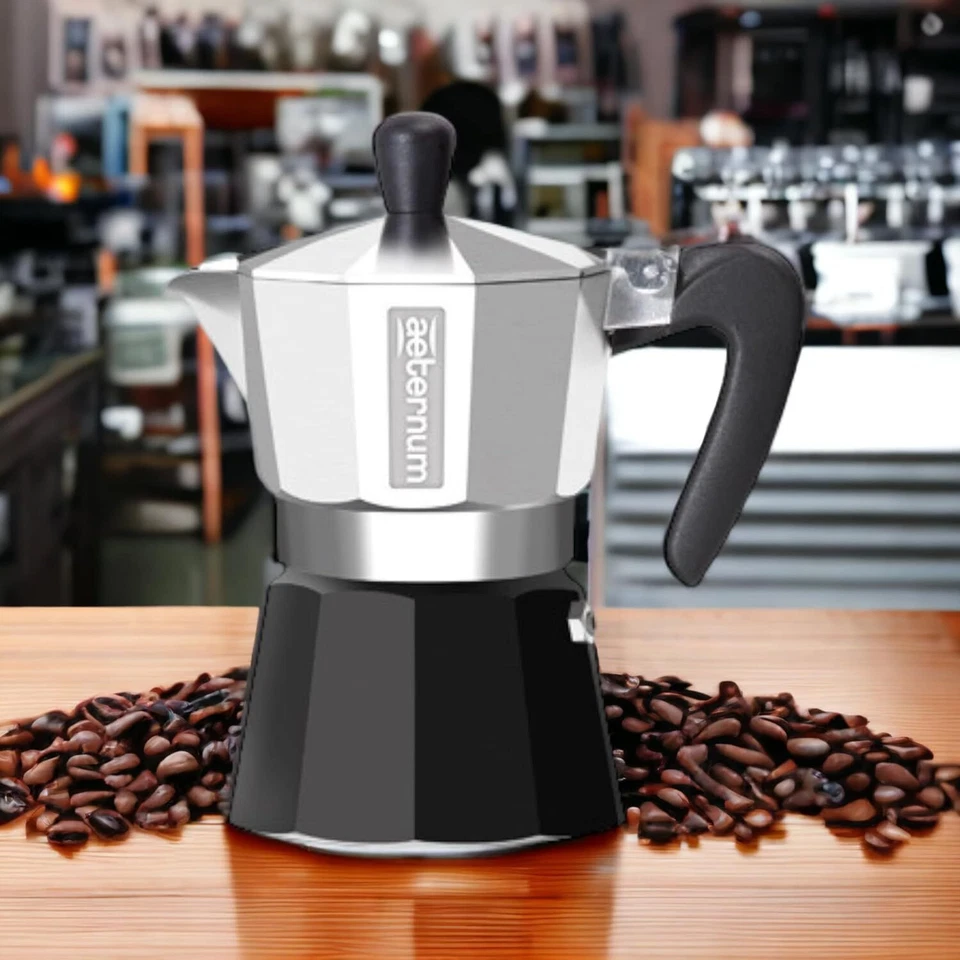 Caffettiera moka by Bialetti Black Pearl 1, 2,3 Tazze macchina macchinetta Caffè - Imagen 3 de 4