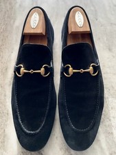GUCCI JORDAAN  Horsebit Suede Loafers Black 11.5 US /11  UK CURRENT COLLECTION
