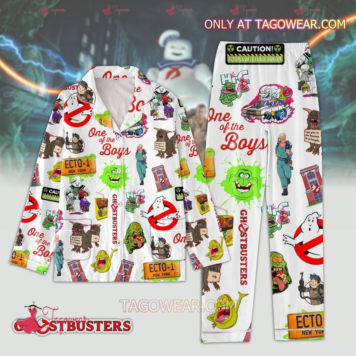 Ghostbusters One Of The Boys Button Pajamas Set