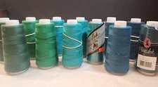 Churchill Green Emerald Teal Spruce Maxi-Lock Sewing Thread 12 Lot Serger Cones