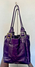 Ri2k Purple Leather Shoulder / Tote Bag