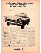 1968 Rootes British Sunbeam Alpine V Chrysler Motors Class E Auto Car Print Ad