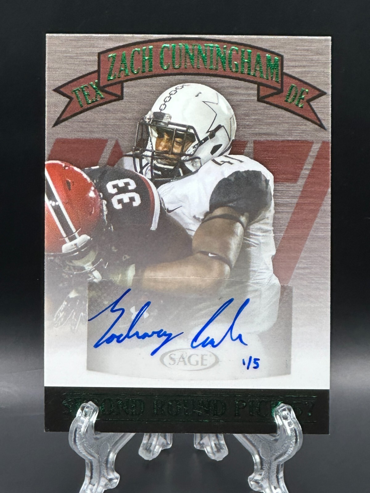 Zach Cunningham 2017 Sage Auto Green #'d 1/5 Vanderbilt #SA-6 Texans