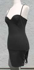 TOBI Little Black Dress Woman Size Small Drawstring Sides Spaghetti Straps Sexy